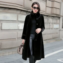 Coat Natural Female Fur Vintage Long Real Mink Fur Collar Jacket Women Clothes 2020 Korean Double Faced Fur Tops 100% Wool Coat