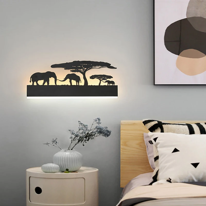 New Nordic LED style animal wall lamp bedroom night light aisle lighting living room eye protection lamp direct sales