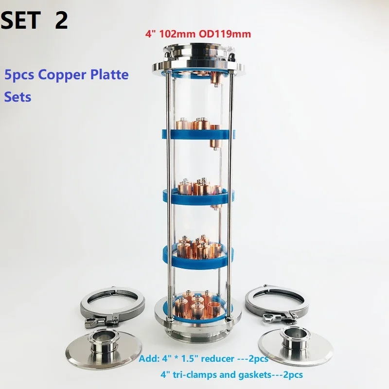 Imagem -02 - Conjuntos de Coluna de Lentes de Destilação Tri-clamp Sight Glass Union Aço Inoxidável 304 Pcs Copper Plates in Novo