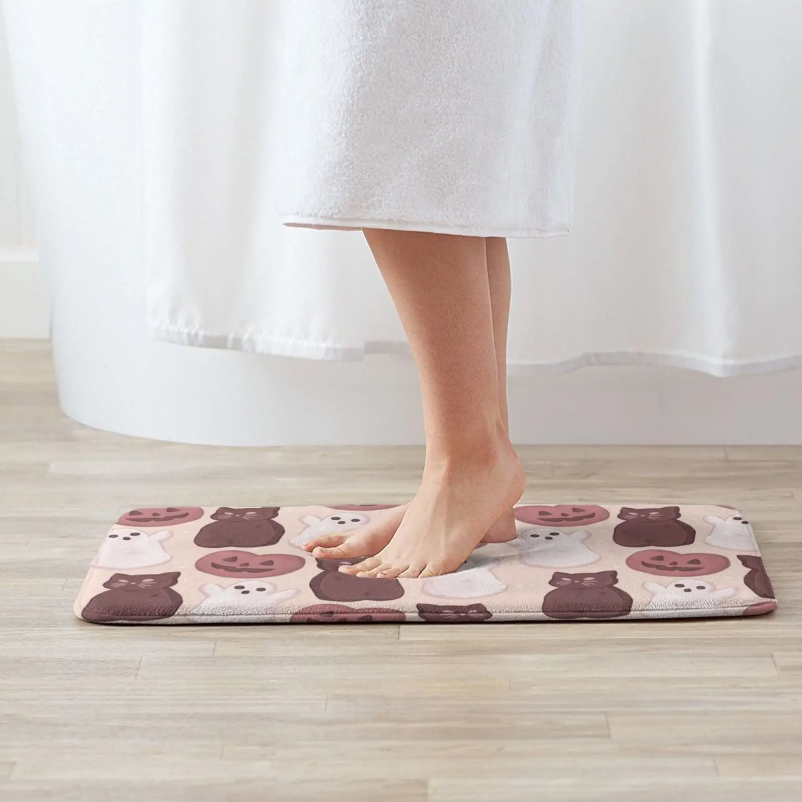 هالوين الخطمي لينة برتقالية لينة سجادة ضد الإنزلاق البساط 1339 السجاد وسادة كيتي اليقطين القرع جاك فانوس القط #2