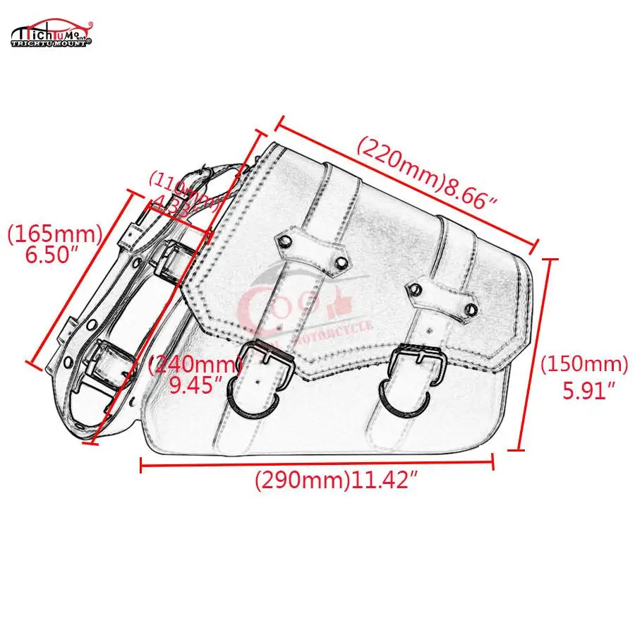 Universal PU Leather Motorcycle Side Saddlebag BlackTool Luggage Saddle Bag For Harley Sportster XL 883 XL1200