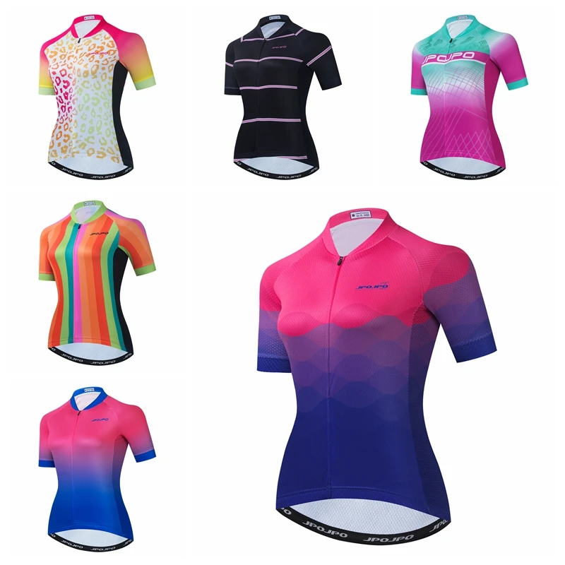 

Women Cycling Jersey Short Sleeves Road Cycling Clothing Summer Breathable Maillot MTB Bike Shirt Female Cycle Clothig Tops Pink