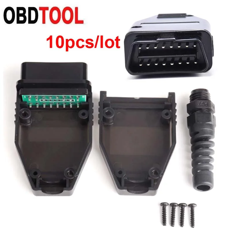 10pcs/lot OBD Male Plug 16Pin OBD2 Connector OBD 2 16 Pin OBD II Adaptor OBDII J1962 Connector Replacement Car Diagnostic Tool