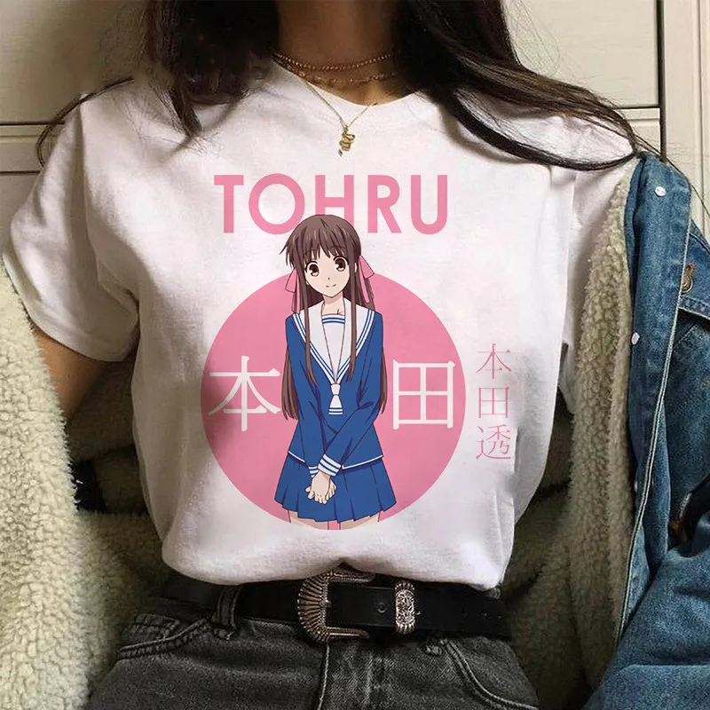 Summer New Funny Anime Fruits Basket print ladies T-shirt ladie casual basis O-collar white shirt short sleeve T-shirt,Drop Ship
