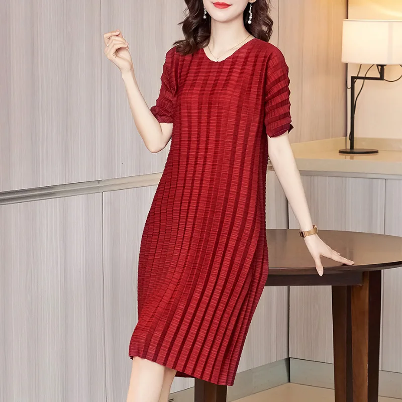 

2021 Summer New Short Sleeve Aging Fashion Loose Large Plus Size Dress