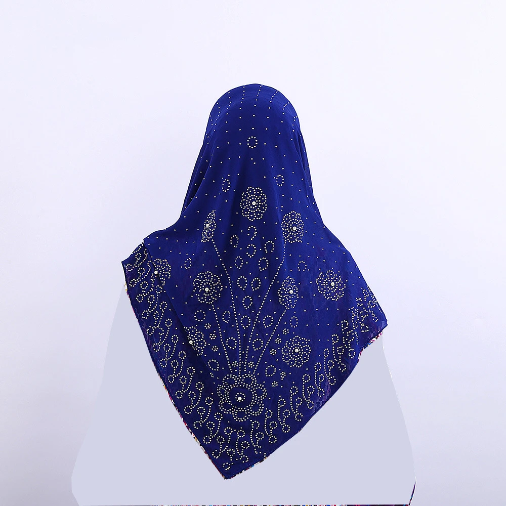 105*105cm Square Hijab Chiffon Scarves Rhinestones Headwrap For Muslim Women Fashion Headscarves Ramadan Veil Islam Clothing