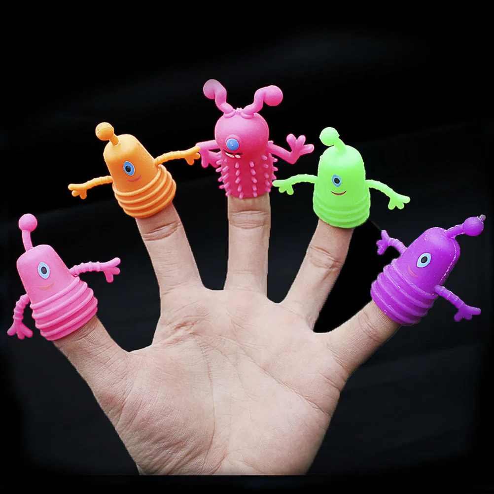 5Pcs/Set Random Style Color TPR Plastic Cute Finger Puppets Children Kids Finger Puppets Toy Parents Storytelling Props