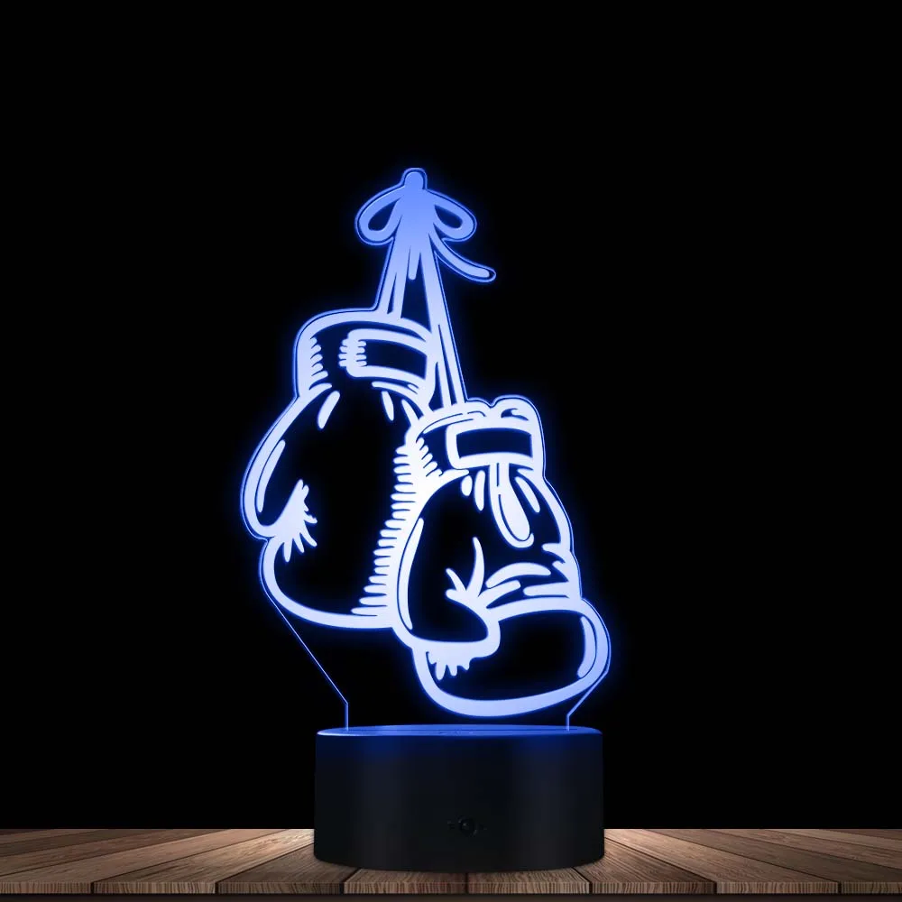 Boxing Gloves Novelty Table Night Light LED Desk Night Lamp Touch Control Engraved Gift 7 Color Change Boxing GYM Decoration