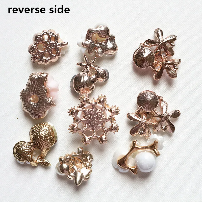 10Pcs Pearl Rhinestone Embellishments Buttons Flatback Decorative For Handicraft Bowknot Flower Decoration DIY Craft Supplies