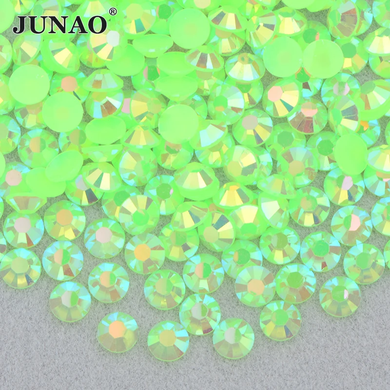 JUNAO 4 5 6mm Jelly Yellow AB Flatback decorazione Strass glitterer Nail Art Crystal Stickers pietre Strass Non Hotfix per fai da te