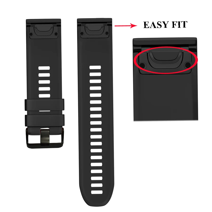 20 22 26mm Silicone Watchband Strap for Garmin Fenix 5X 6X Pro 5 6 935 5s Plus 6s 3 3HR S60.MK1 Watch Sport Easyfit Wrist Band