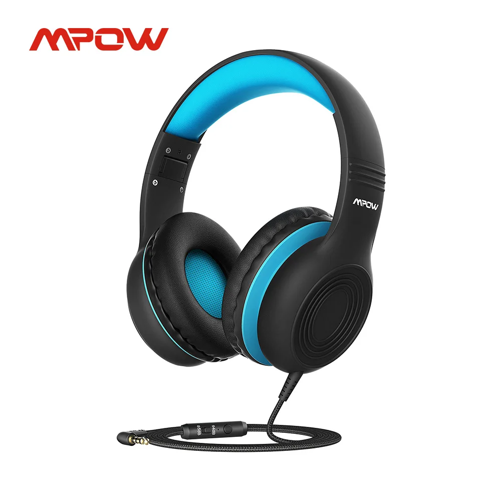 Mpow CH6S Wired Headphones For Kids With Microphone Max 85dB Food Grade Material Over-Ear Kids Headphones For iPad Kindle Phones