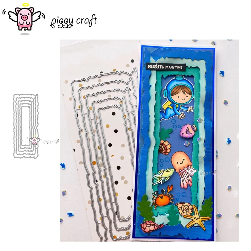 Piggy Craft metal cutting dies cut die mold Irregular rectangular frame Scrapbook paper craft knife mould blade punch stencils