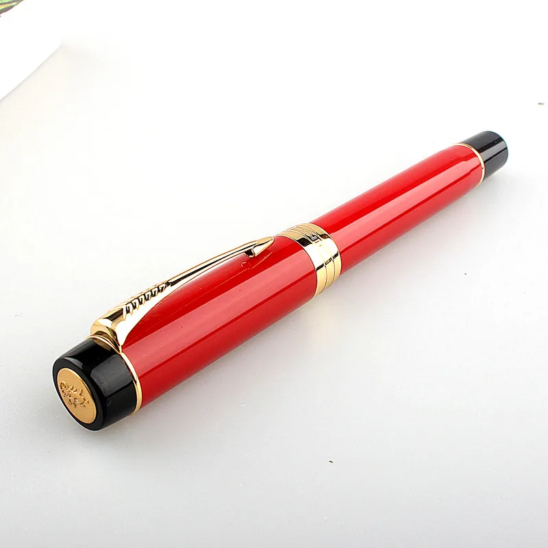 Jinhao 100 Centennial Resin Fountain Pen Red with Jinhao Logo EF/F/M/Bent Nib Converter Writing Business Office Gift Ink Pen