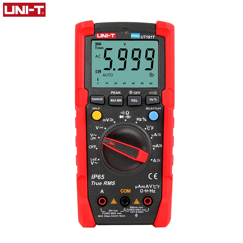 UNI-T Tester Цифровой мультиметр Profesional UT191T UT191E True RMS Auto Range DMM 20A Амперметр 600 В Счет 6000 DC AC Конденсат