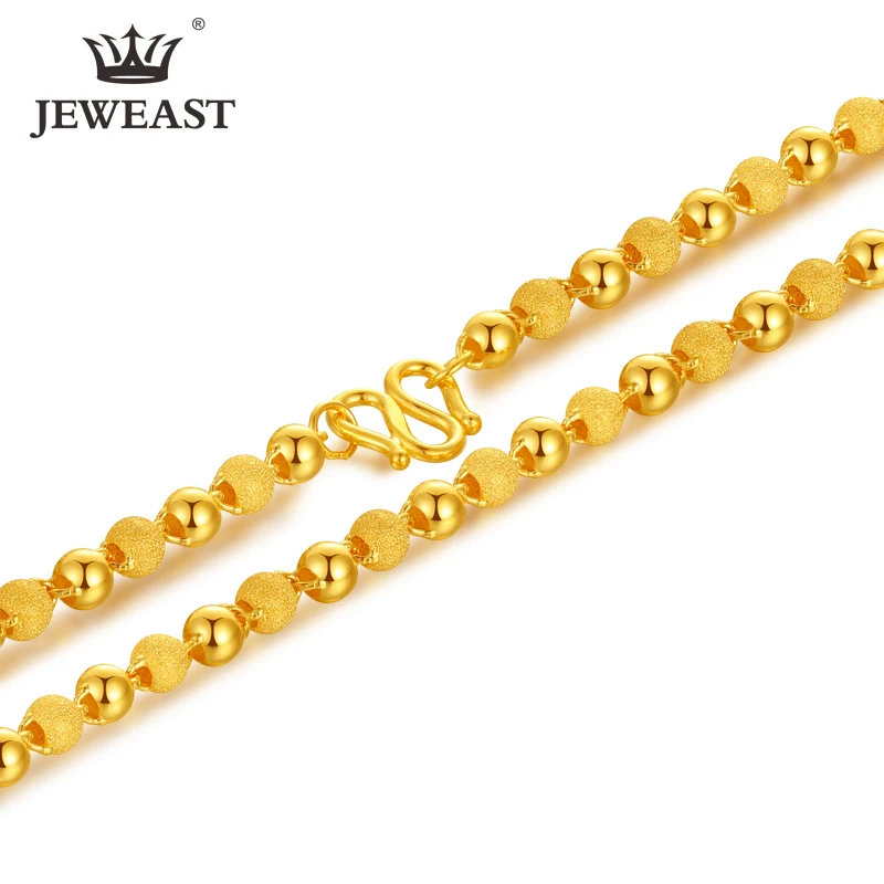 

ZSFH 24K Pure Gold Necklace Real AU 999 Solid Gold Chain Nice Smooth Matte Beads Upscale Trendy Fine Jewelry Hot Sell New 2023