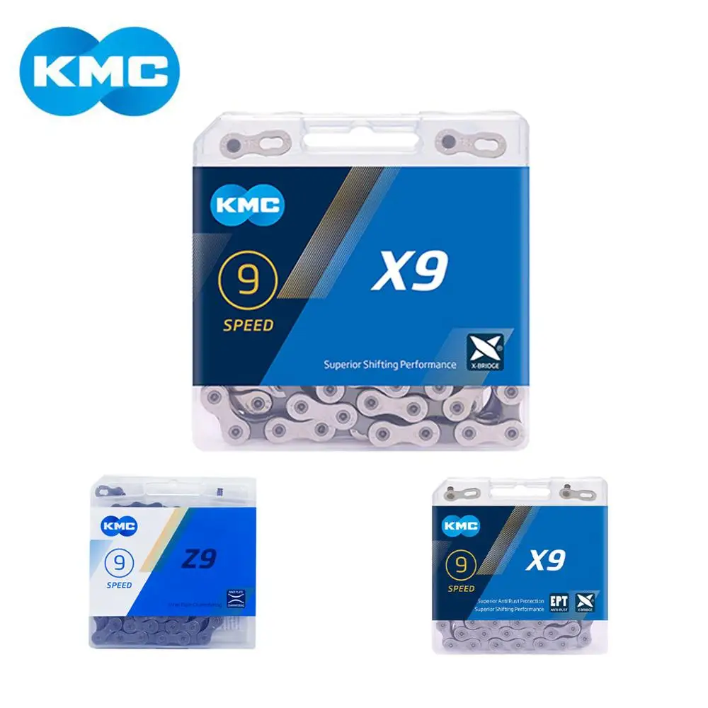 KMC X9 X9.93 X9 EPT Z9 MTB Road Bike Silver Chain 116L 9 Speed Bicycle Chain Magic Button Mountain With Original Box