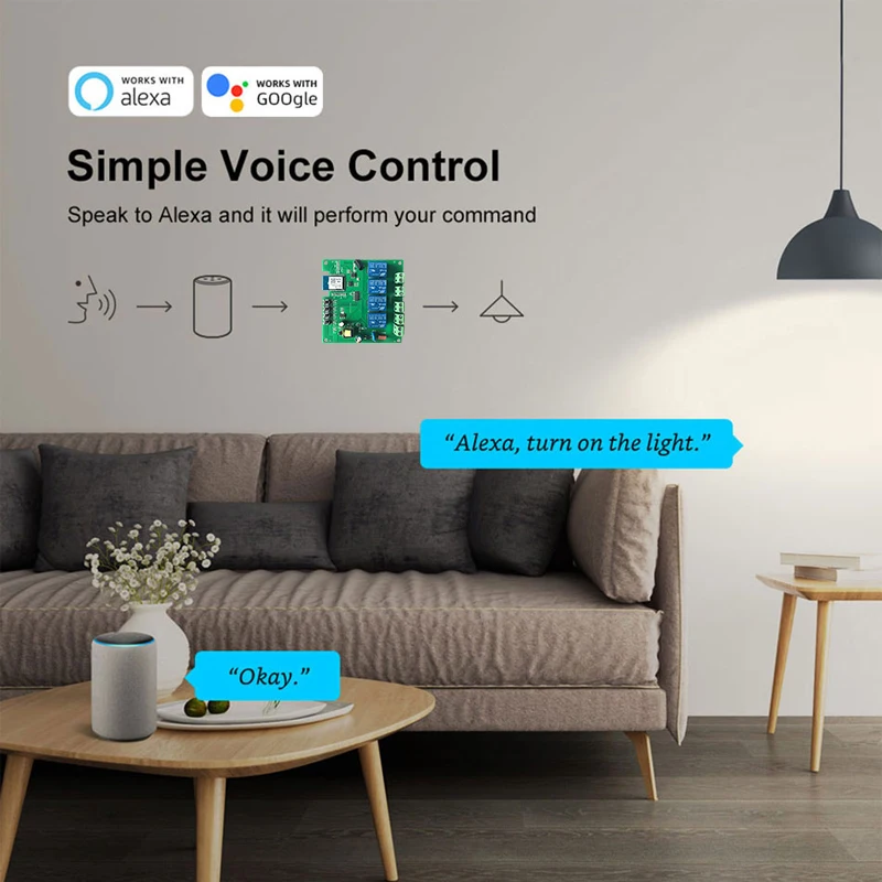 4CH Tuya Smart Life Wifi interruttore luce universale modulo interruttore, 1 2 3 4 canali 110V 220V relè, Alexa Alice RF433 telecomando