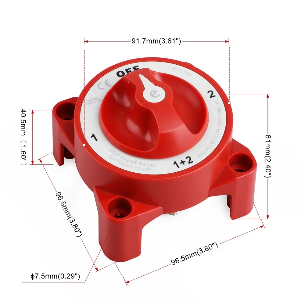 Glow In der Nacht 4 Position 32V 350A Dual Batterie Isolator Wasserdicht Zündung Geschützt Marine Boot Dual Selector Batterie Schalter