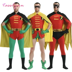 Tim Drake Red Robin Damian Wayne Cosplay Costume Party  Jumpsuits & Rompers with Cloak Zentai Halloween Costume