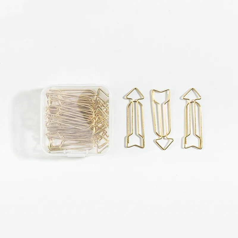 TUTU 20pcs/lot gold Arrow Shape Paper Clips Kawaii Stationery Hollow Out Binder Clips Photos Tickets Notes Letter Clamp H0449