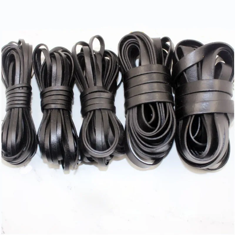 Vintage 100% Genuine Cowhide Leather Cord Strip Flat Rope String DIY Braided Craft Jewelry Bag 5 meters Leather craft