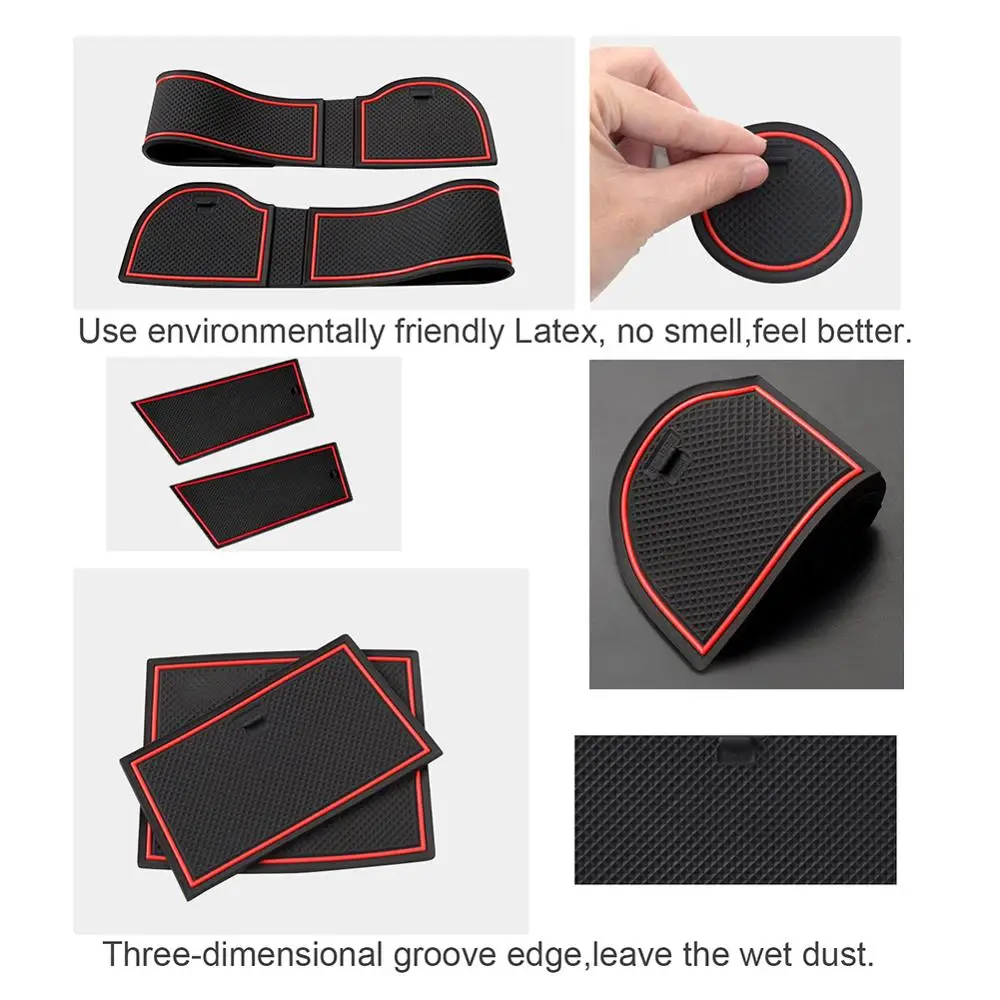 LFOTPP Door Groove Mat for VW Up/Seat Mii/Skoda Citigo 2013-2021 Car Anti-slip Mat Rubber Gate Slot Pads Seat Mii Accessories