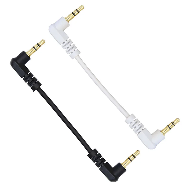 Short 10cm 20cm 3.5mm AUX Cable Male to Stero Audio Cable 90 Degree Two Right Angled 3/4 Pole Gold  for Car MP3/MP4 Audio Cable