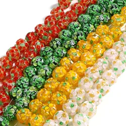 DoreenBeads 13mm Lampwork Glass Beads Round Flower Sweet Loose Spacer Beads DIY Making Necklace Bracelets Jewelry Gift,2PCs