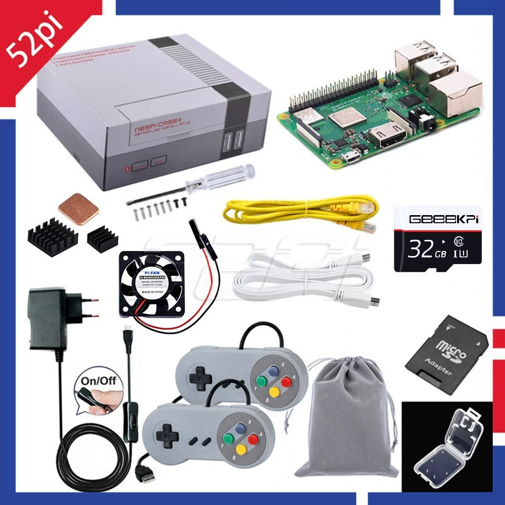 

52Pi Retroflag Original NESPI Case+ Plus Retroflag with Optional Raspberry Pi 3B+ (Plus), Power Adapter, Game Controller DIY Kit