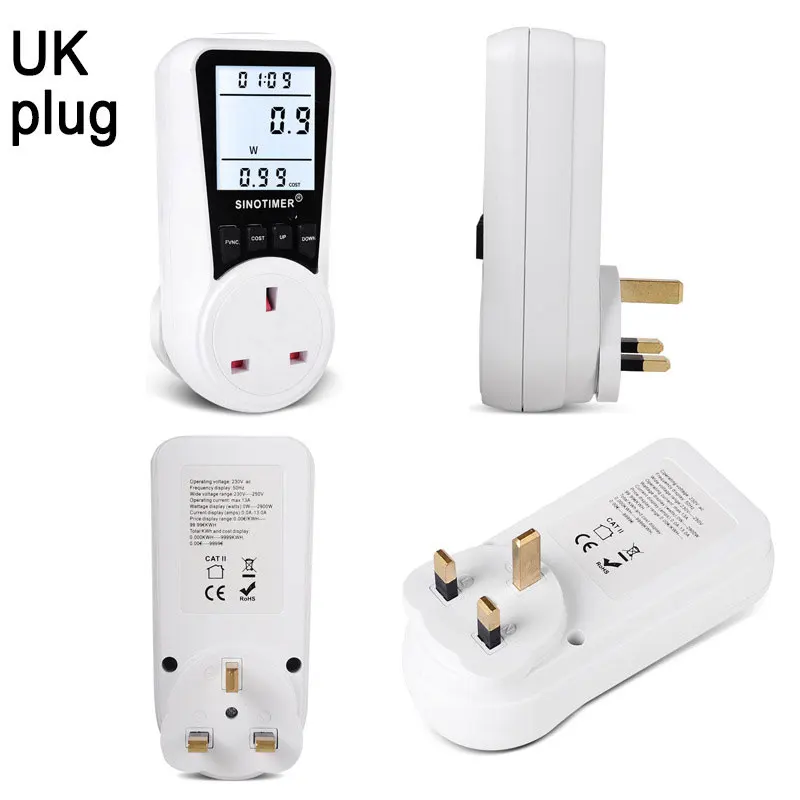 EU UK US BR Plug Power Meter Energy kWh Consumption Digital Wattmeter Watt Analyzer Monitors Measuring Outlet Electricity Socket