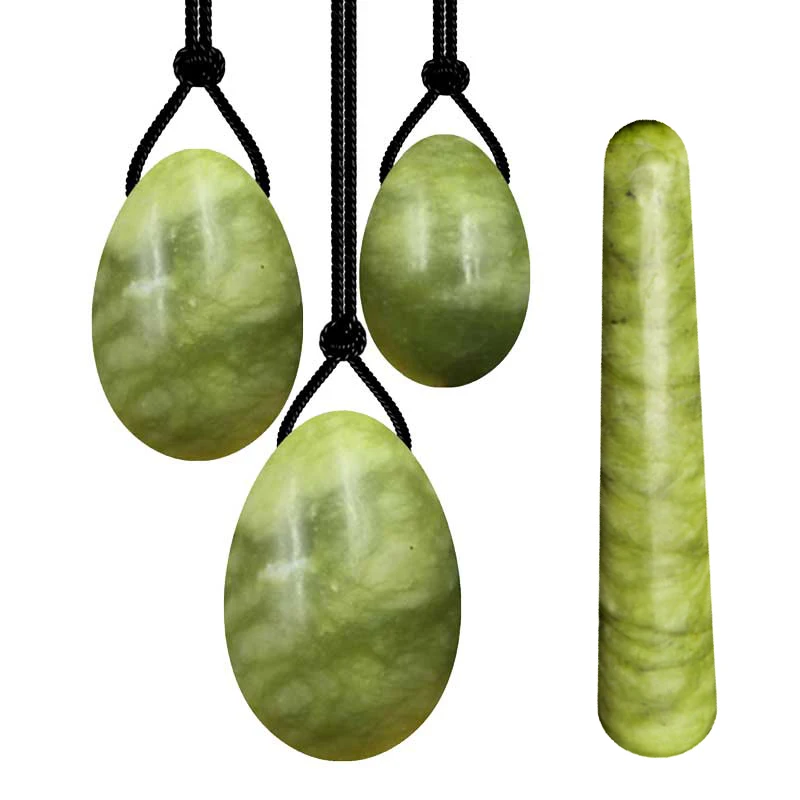 

Green Stone Yoni Egg Set Natural Jade Eggs Women Kegel Exerciser Vaginal Muscles Tightening Ball Massage Yoni Wand Jade Massager