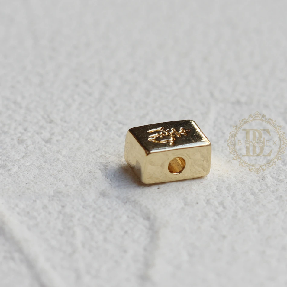 DIY Supply-One Piece Premium Plated Solid Brass Finding Rectangle Spacer Beads - MaJiang 8x6mm (4691C)