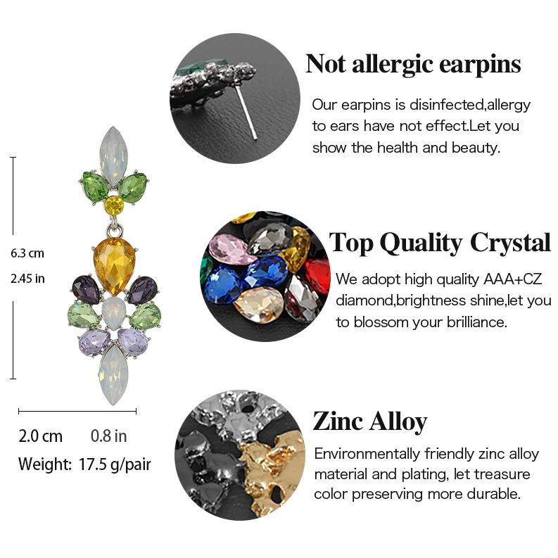 VEYO Trendy Multicolor Acrylic Crystal Drop Earrings Elegant Dangle Earrings for Women Fashion Jewelry Wholesale Gift