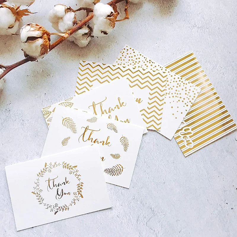 30pcs hot stamping, thank you, greeting card, blessing message, postcard, commercial gift decoration