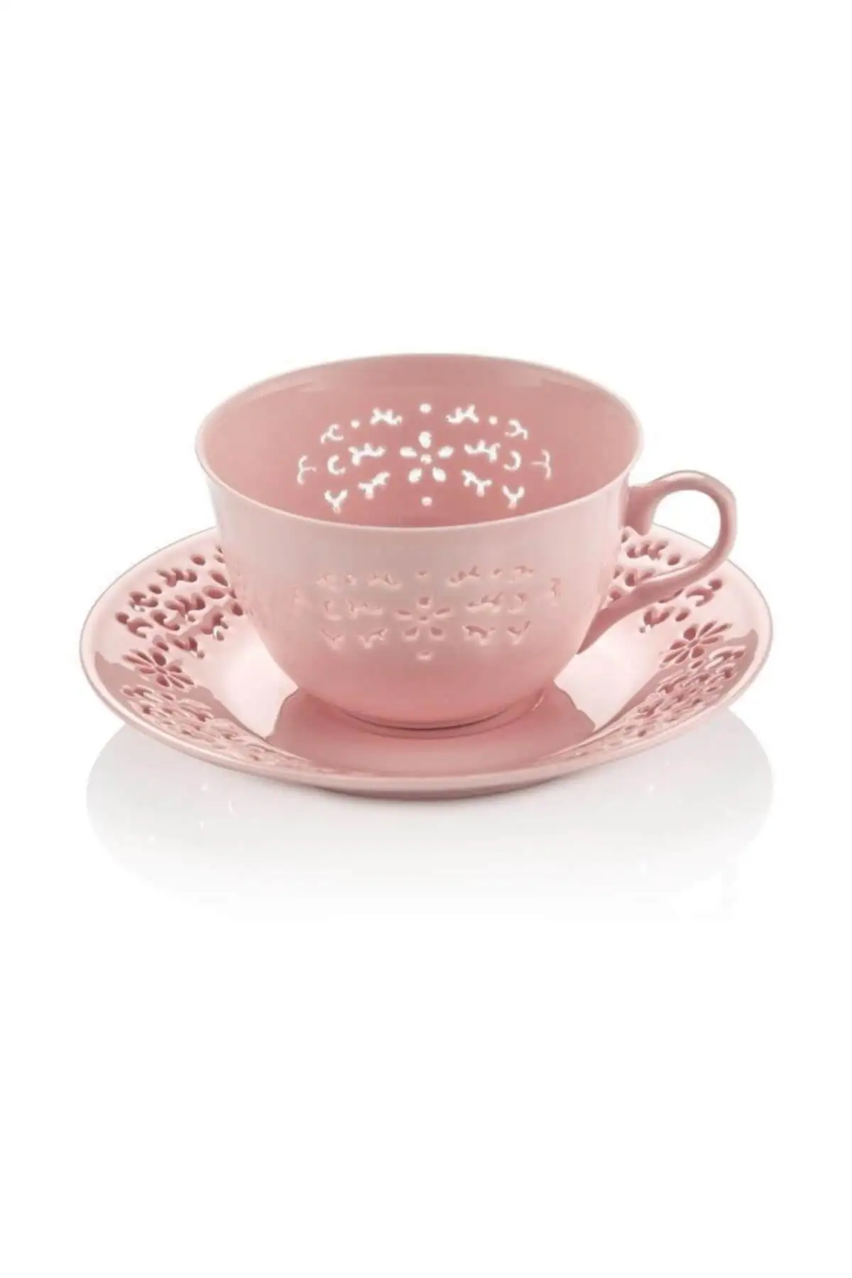 Daisy lace S 12 piece pink Tea set Turkish Tea Cup Glass Cup Glass Cup