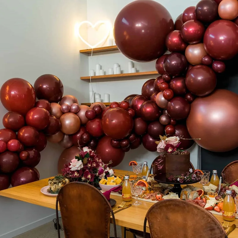 100 pcs /bag 5/10/12inch Burgundy Pearl Latex Helium Balloons Wine Red Party Globos Baby Bridal Shower Wedding Birthday Decor