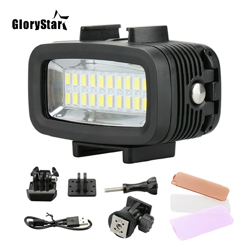 Водонепроницаемая светодиодная подводная лампа для видеосъемки Gopro, 5/4 лм, 40 м