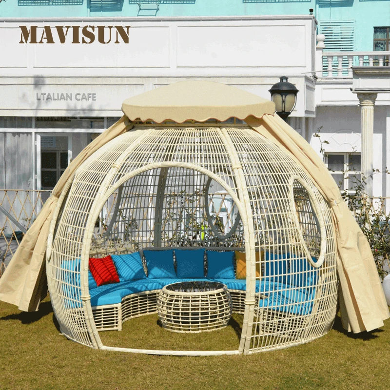 Moder-Tente d'extérieur en rotin avec 3 portes, canapé pour jardin, terrasse, cour, maison, hémisphores, grill vert, meubles de camping