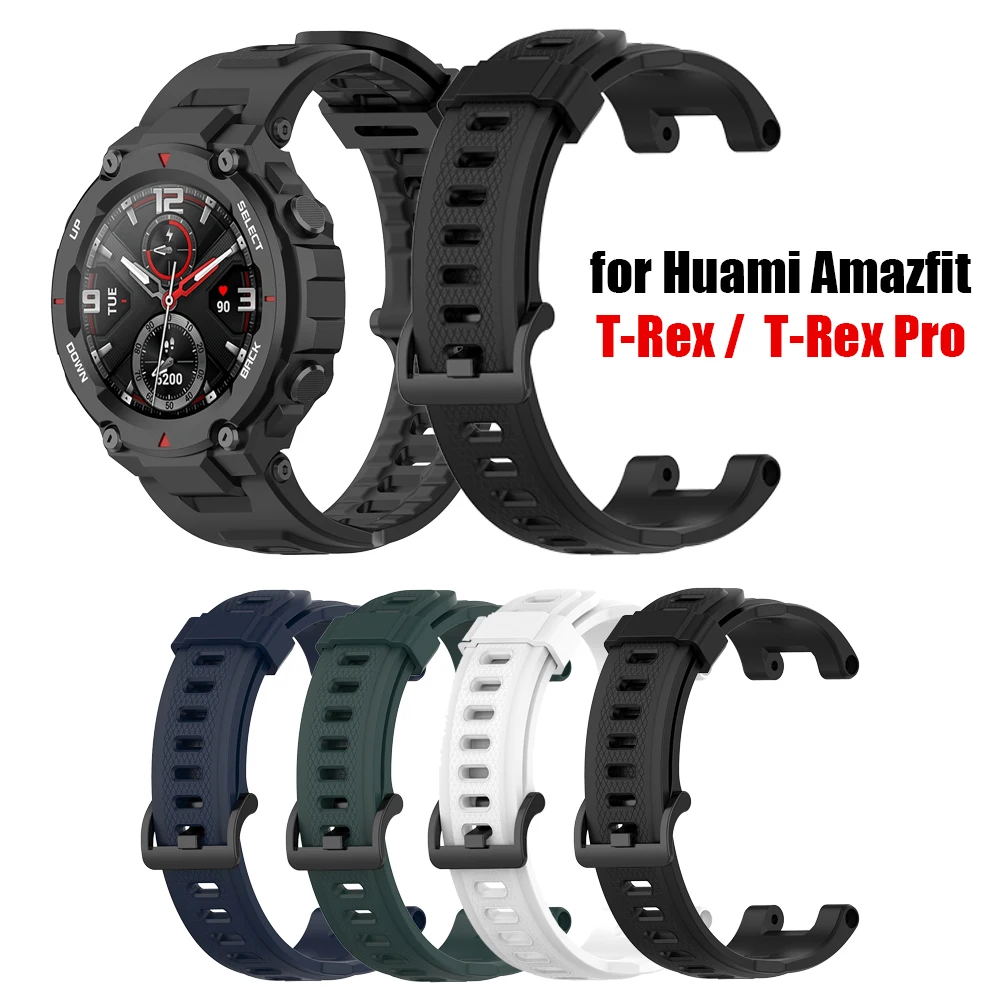 For Huami Amazfit T-Rex /T-Rex Pro Silicone Strap Solid Color Bracelet Watchbands Smart Watches Bands