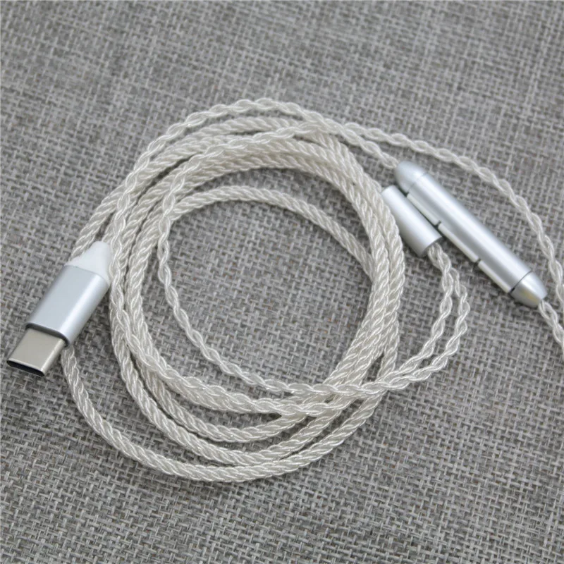 ALC4042 Replacement High Fidelity Type C Jack MMCX Earphones Cable 32Bit 384KHZ Digits DAC Silver Plated Headset Cable for SE535