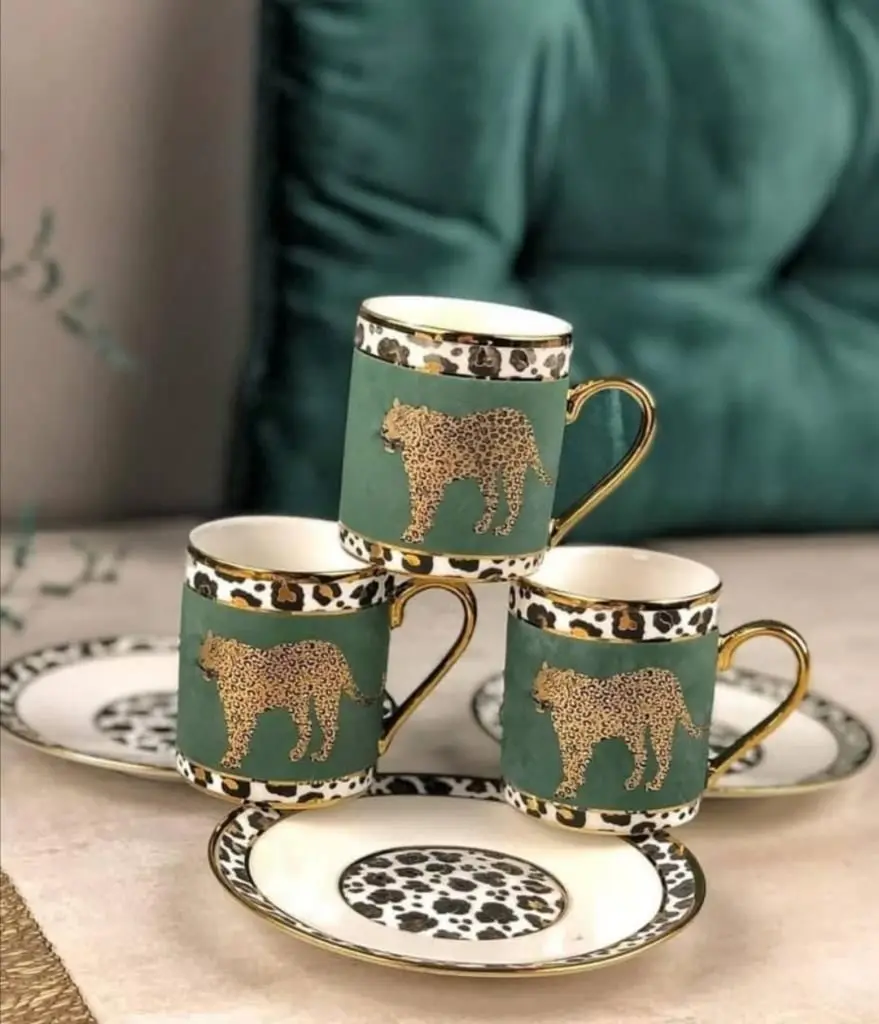 DOLBOVI Symbol 6 Personality Green Gold Leopard Pattern cup Pad ENJOY-50 mug кружка coffee cup cup