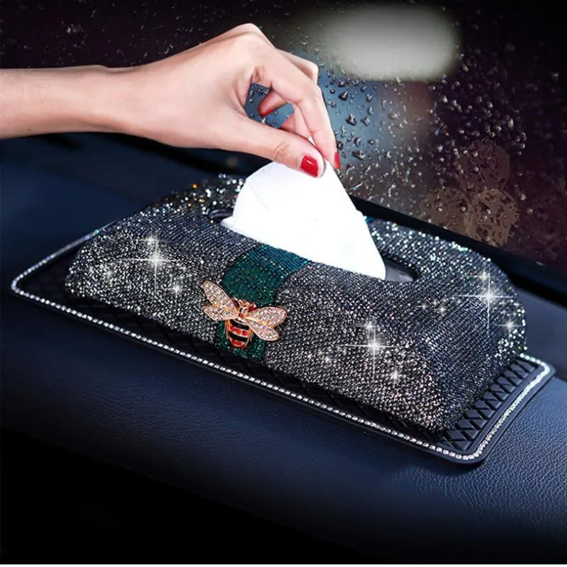 Fashion 2023 Creative Blingbling Shiny Car Interior Decorations  Key Case Driver's License Case Home Office Car Tissue Box