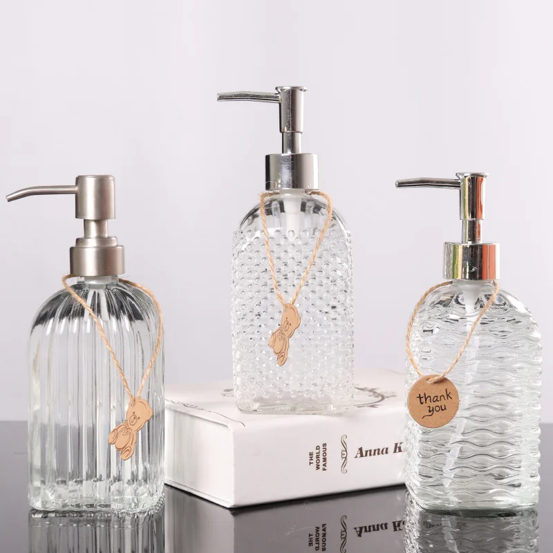 Glass Lotion Bottle 500ml Clear Glass Bottle Household Shower Gel Sub-packing Bottle Simple Bathroom Accessories Soap Dispenser