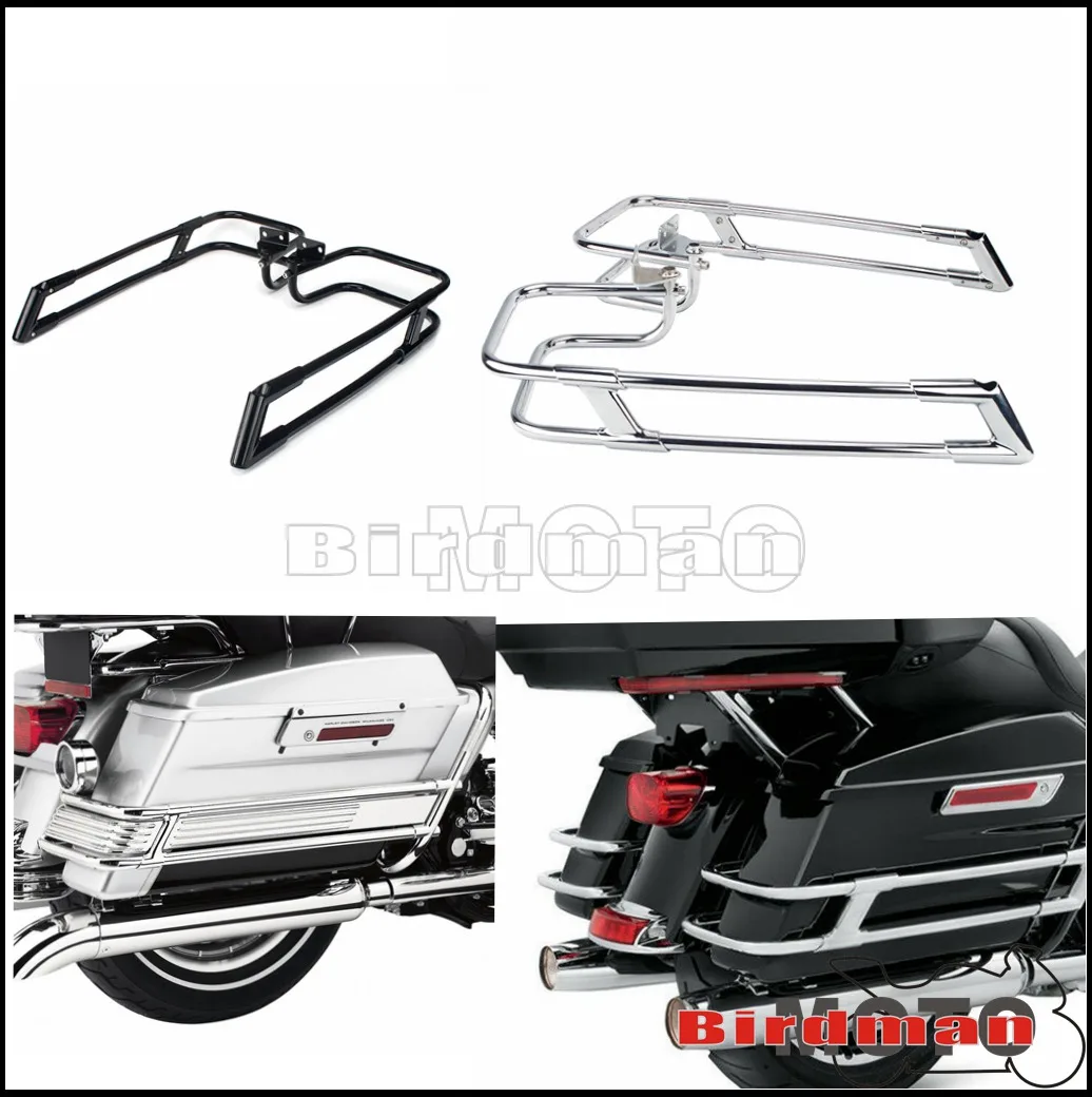 

Motorcycle Chrome Black Rear Saddlebag Guard Rail For Harley Road King Street Glide Luggage Guard For Harley Touring 2014-2021