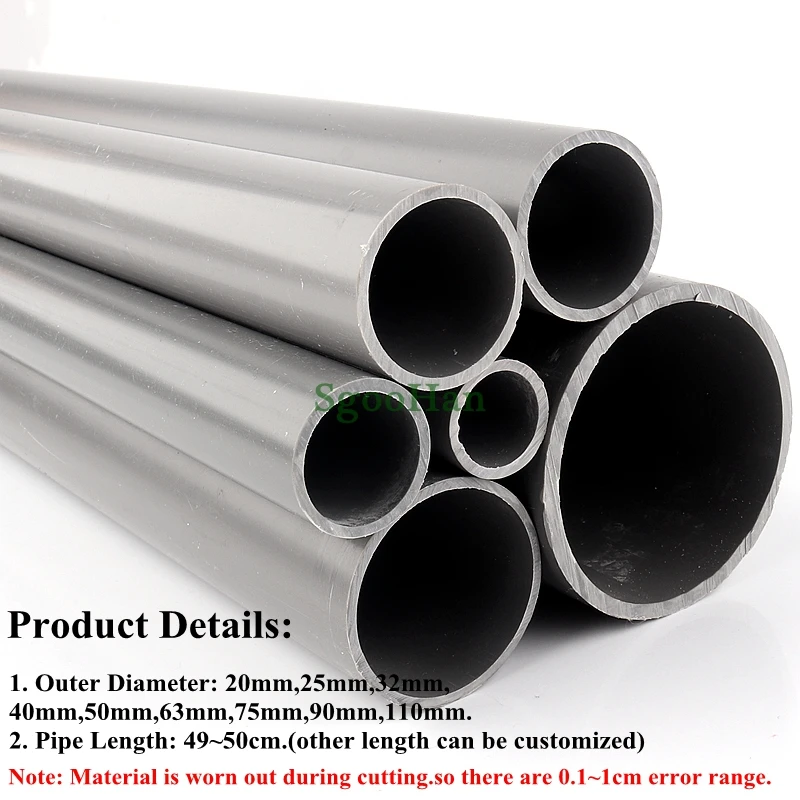 

2pcs OD 20~110mm PVC Pipe Aquarium Fish Tank Pipe Home Garden DIY Irrigation Hydroponic Planting Frame Hard Tube 49~50cm Long