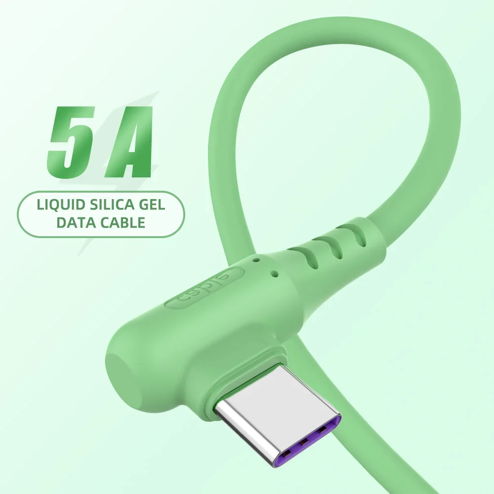 OLAF 5A Liquid 90 Degree Micro USB Type C Cable Fast Charging USB Charger Cable for Samsung Xiaomi Quick Charge Silicone Wire