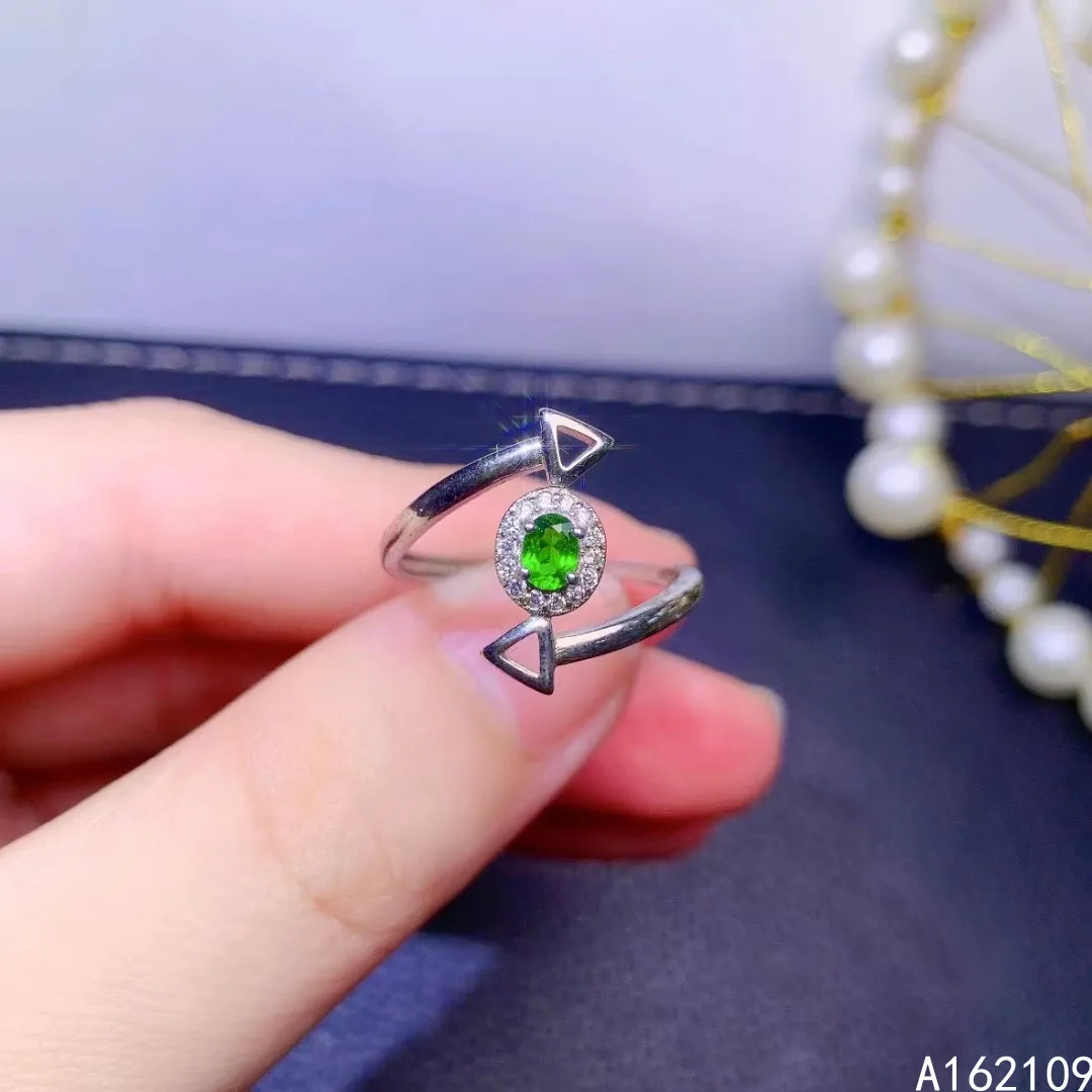 

Fine Jewelry 925 Sterling Silver Inset With Natural Gemstone Women's Classic Vintage Arrows Diopside Adjustable Ring Support Det