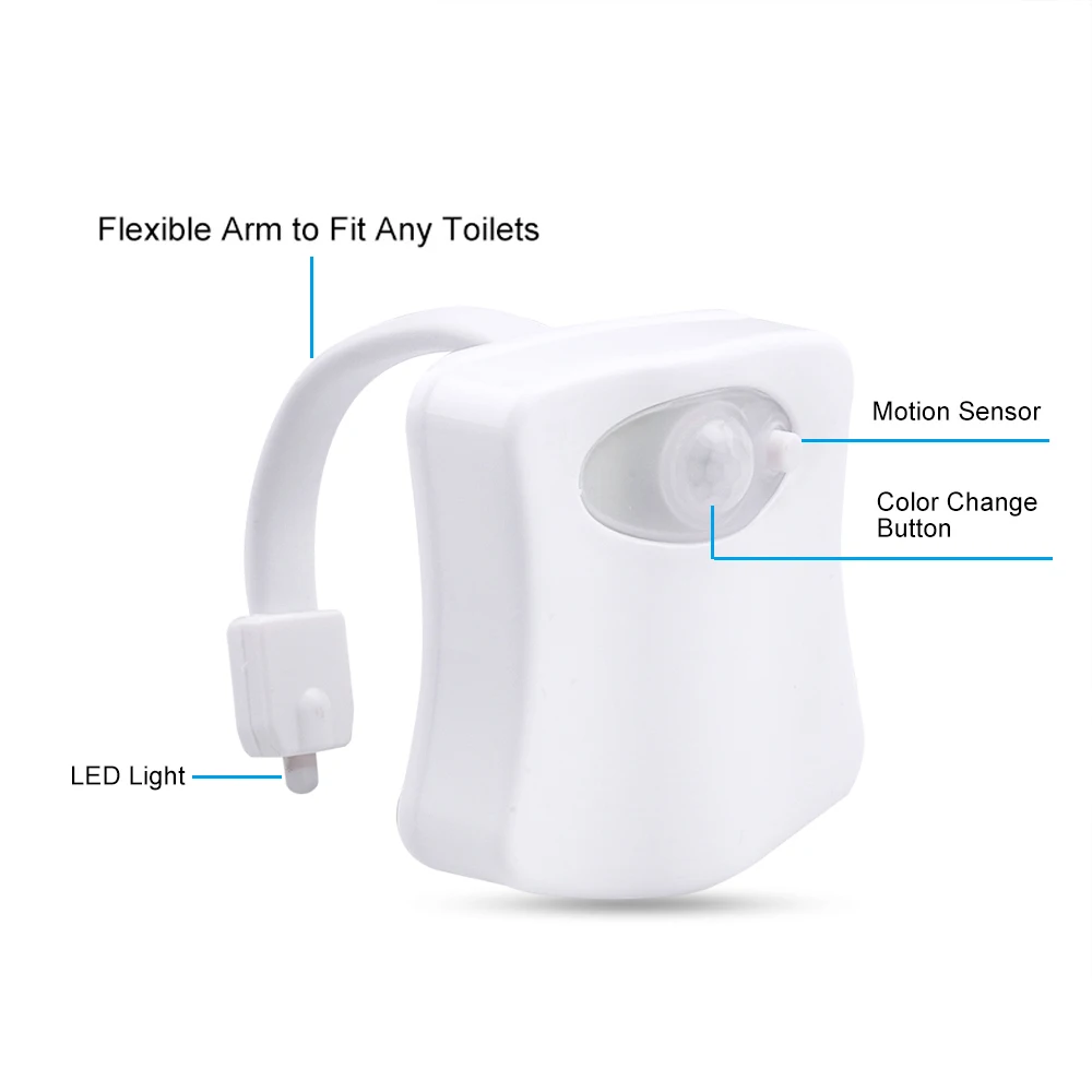 LED Bathroom Toilet Nightlight Body PIR Motion Sensor Smart Toilet Seat Light Waterproof WC Lamp