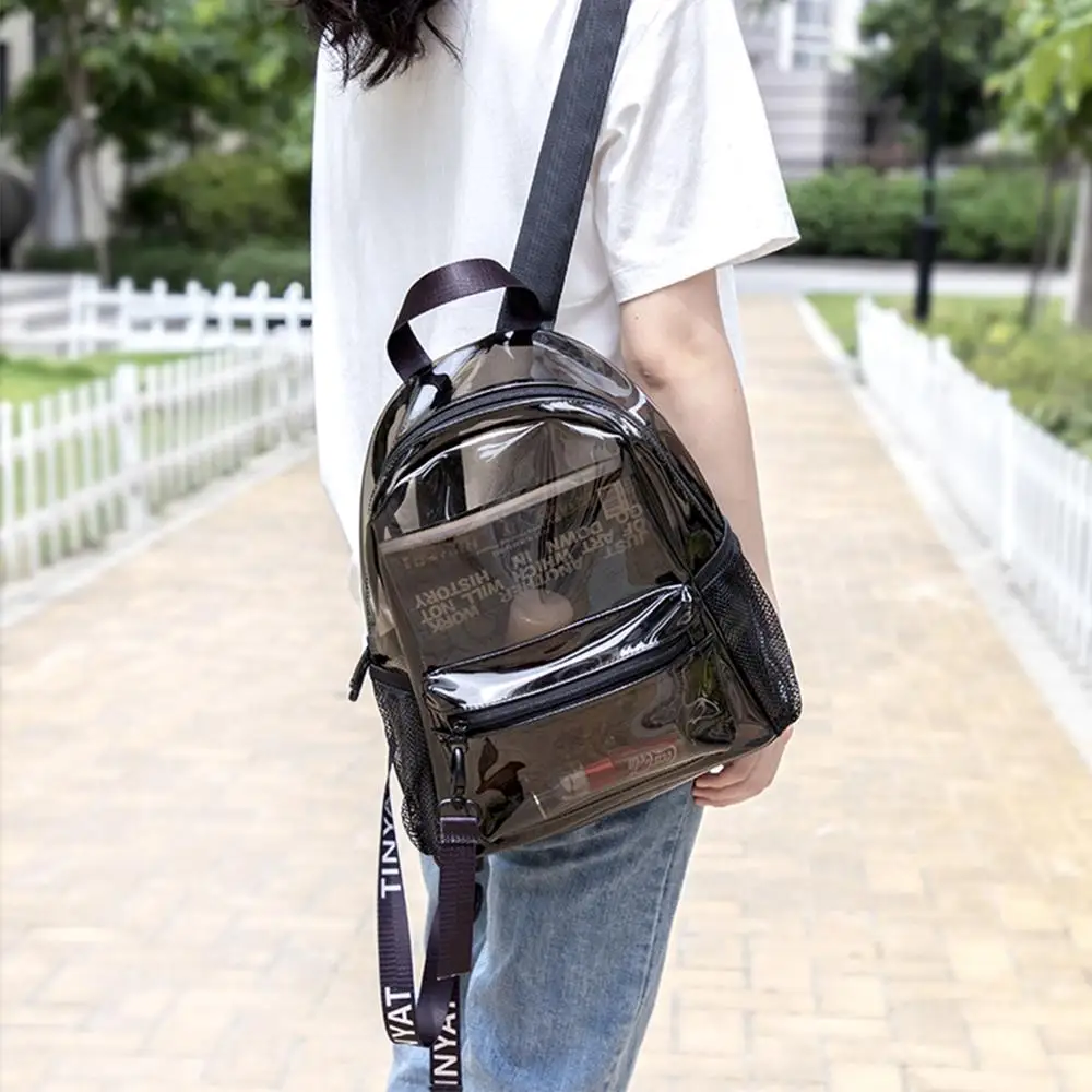 TINTAT Fashion Clear PVC Women Backpack New Trend Transparent Solid Backpack Travel School Backpack Bag for Girls Child Mochila